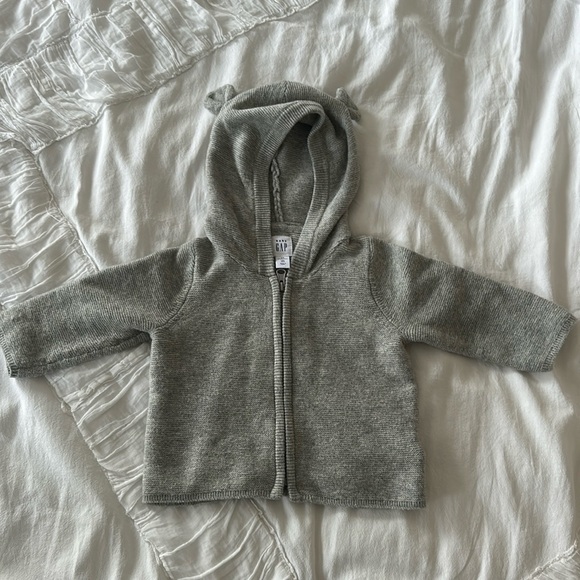 Grey baby hoodie with bear ears - Picture 1 of 2